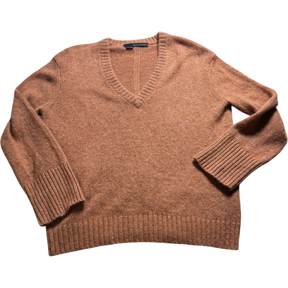360Cashmere V-Neck Sweater Womens XS Terra Cotta 100% Cashmere Excellent 31004